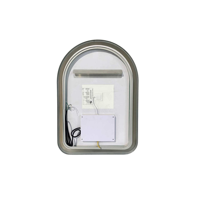 28 Inch Arch LED Front and Backlit Wall Mirror in Silver, Silver, 28" x 20"