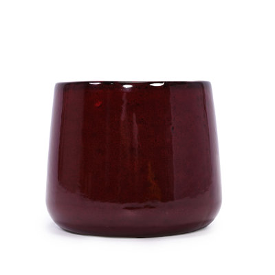 4 Pieces Ceramic Planter In Bean Paste Red, Stylish For Patio, Garden, Windowsills With Optimal Drainage Plant Growth Pot Ideal Windowsills, Featuring A Modern Minimalist Style And System