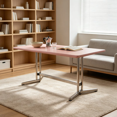 Pink Multi-layer Solid Wood Stainless Steel Desk