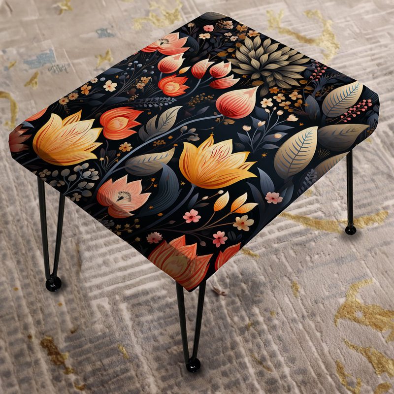 Tropical Jungle Red Floral Retreat II - Floral Rectangle Ottoman