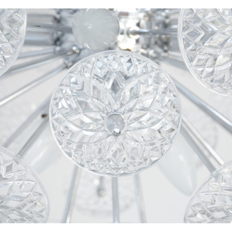 Lustre Dartanna, Bronze antique, H 13 po x l 13 po x P 13 po, Transparent texturé