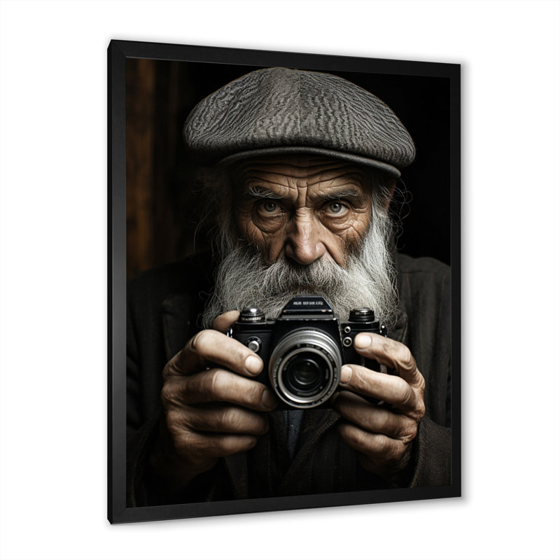 Portrait d'un homme en noir et blanc - impression, Cadre photo noir, H 32 po x l 24 po x P 1 po