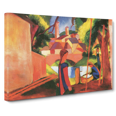 Walking To Town by August Macke - Wrapped Canvas Painting