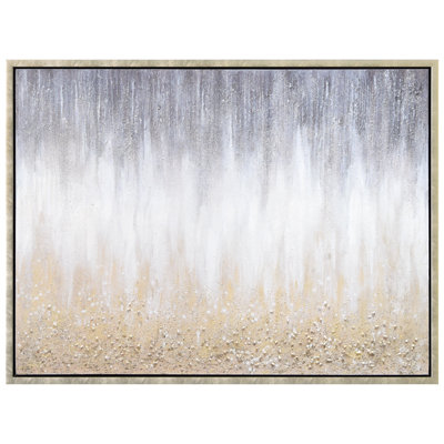 Golden Cascade Textured Glitter Hand Painted Framed Canvas Wall Art