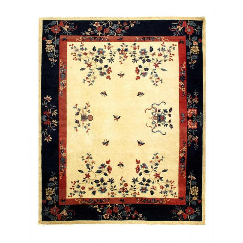 Hand Woven Cotton and Wool Floral Area Rug