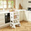 Tour d'apprentissage pour tout-petits, marchepied en bois avec barrière de sécurité et base antidérapante, tour d'aide à la cuisine à hauteur réglable pour les enfants, tour Montessori pliable pour cuisiner et laver les aliments.