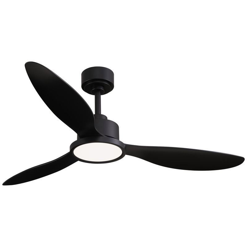 3 - Blade Dimmable Ceiling Fan With Led Light & Remote Control, 52" Wide, Black