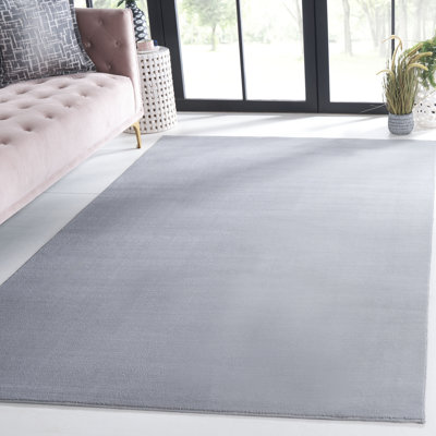 Tapis de couleur unie en polyester tissé à la machine en gris