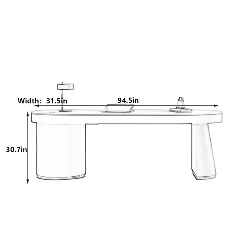 Bureau de luxe moderne à arc moderne, H 30,7 po x l 94,5 po x P 31,5 po