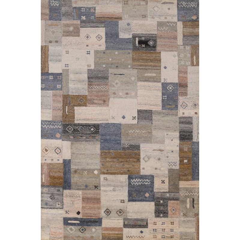 Tapis tribal à motif géométrique Gabbeh 5 x 8
