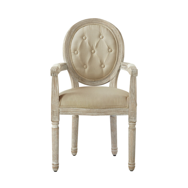 Chaise rustique en lin Rustic Manor, blanc crème, Beige
