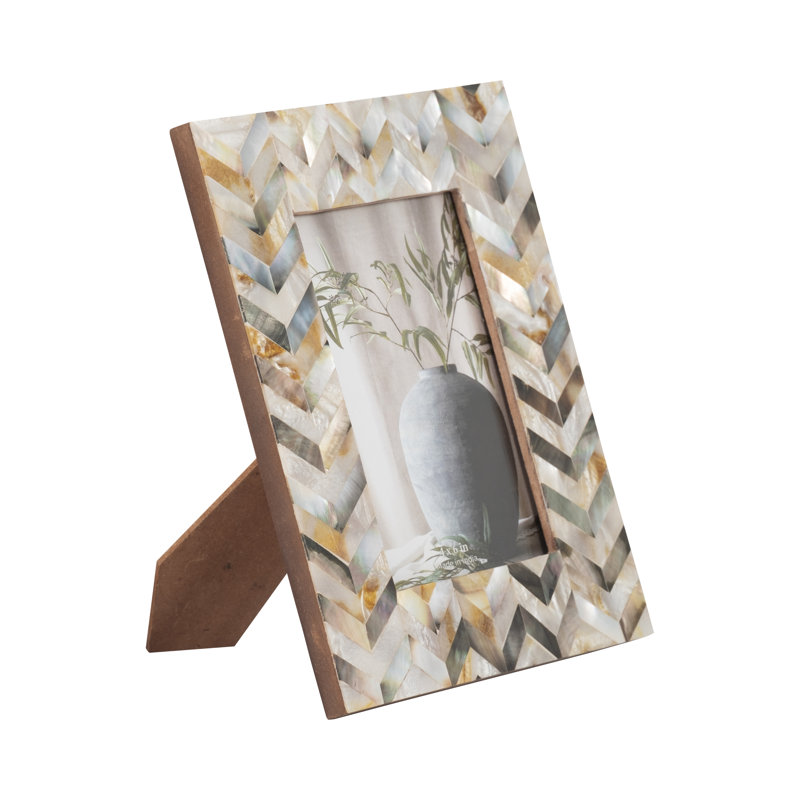 Foundry Select Capiz Multi Rectangle Zigzag Capiz Chevron Photo Frame, 4" x 6"
