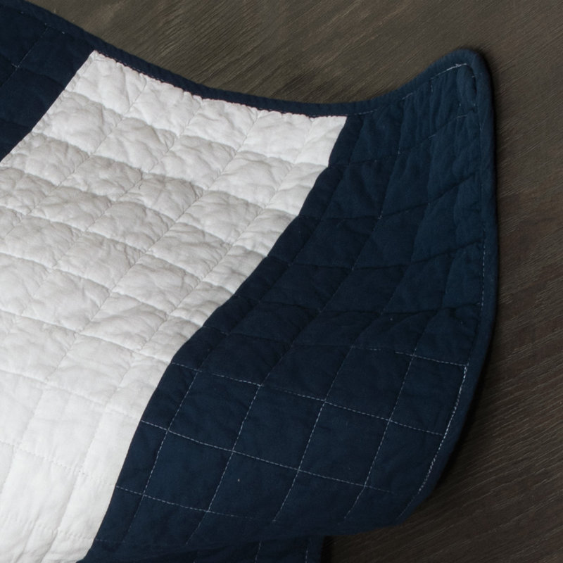Twin White and Navy Cotton Quilt Set with Sham