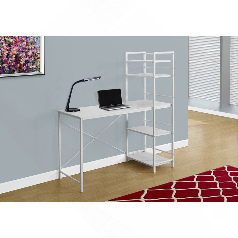 Bureau d'ordinateur à 4 tablettes Nembus, Blanc