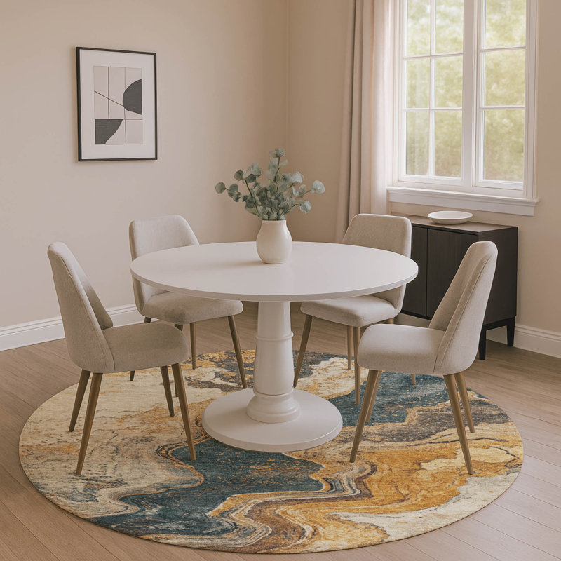 Premium Machine Washable Farolt AMF1907 Abstract Rug, Round 8'