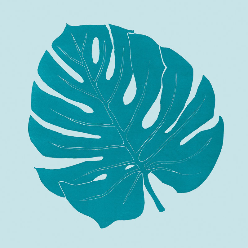 Papier Monstera - peinture sur toile tendue, H 12 po x l 12 po, Non, Toile tendue