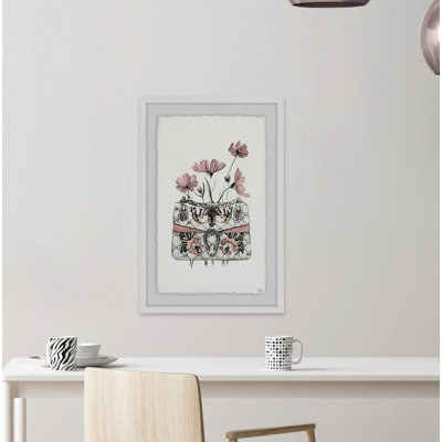 Purse With Pink Flowers by Julia Posokhova - Single Picture Frame Painting