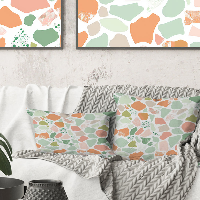 Coussin lombaire à carreaux roses et verts