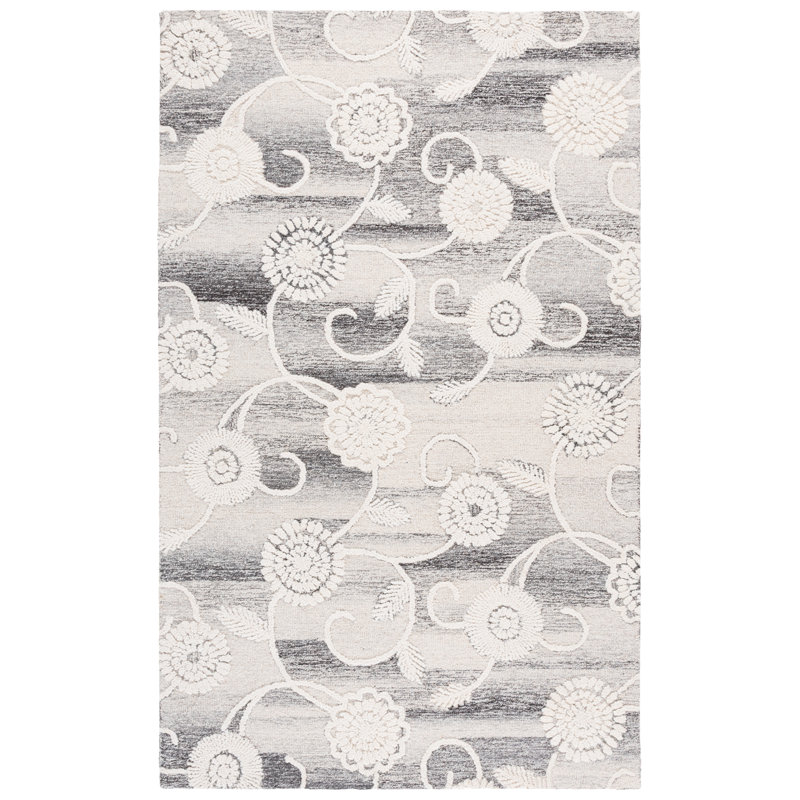 Metro Hand Tufted Wool;Cotton Damask Indoor Rug, 5'-0" X 8'-0" Rectangle