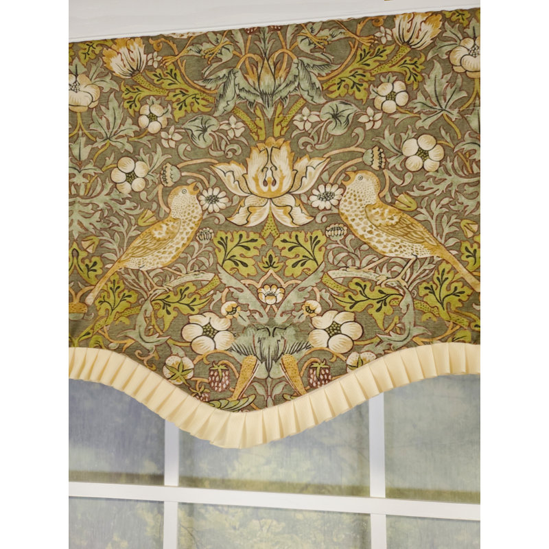Vivaldi Green Nature-Inspired Bird Motif Window Valance
