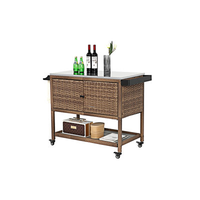 Outdoor Bar Cart With Wheels by Hokku Designs