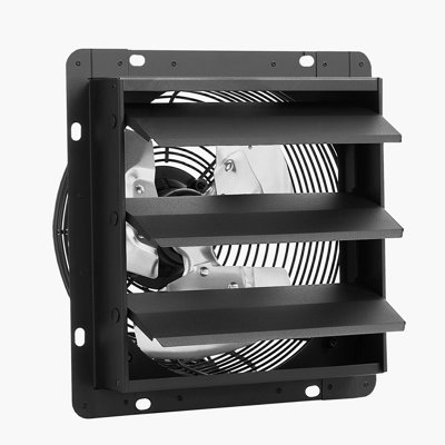 12 inch Shutter Exhaust Fan, Wall Mounted Attic Vent Fan with Smart Programming Variable Speed Temperature Control, 1500 CFM,EC Motor,Timer, for Shed,Garage,Greenhouse Ventilation Cooling,Black