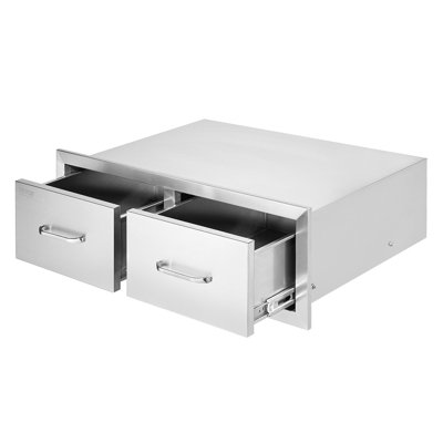 Tiroirs de cuisine d'extérieur H 10 po, tiroirs horizontaux à double accès en acier inoxydable avec poignée, tiroirs pour îlot de barbecue pour cuisine extérieure ou station de barbecue
