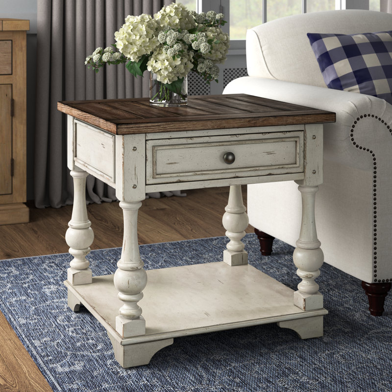 Morgan Creek Antique White and Tobacco 24'' Traditional End Table with Storage