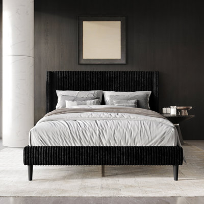 Contemporary Wingback Platform Bed