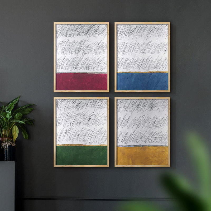 Chroma Tract I Framed Print - Set of 4, 10" H x 32" W