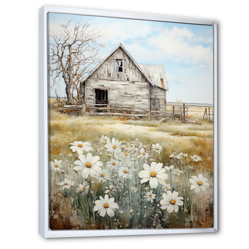 Aycen Farmhouse Quiet Retreat II - Art encadré à la ferme, Cadre flottant blanc, H 32 po x l 24 po x P 1 po