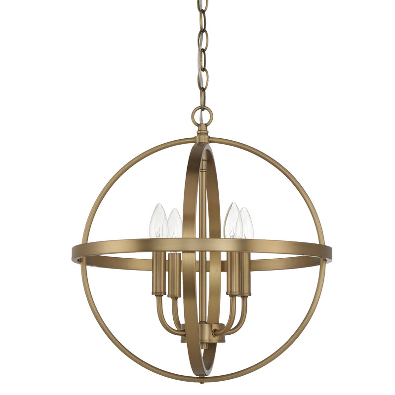 Lustre globe unique à 4 lumières indépendant, Bronze, H 17,5 po x l 16,5 po x P 16,5 po
