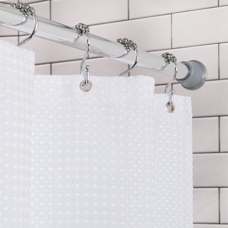 Adjustable Chrome Aluminum Tension Shower Curtain Rod with PVC End Caps