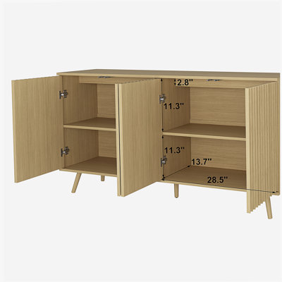 Buffet buffet avec rangement, buffet long avec 4 portes, console en bois avec tablettes réglables pour le salon, la cuisine, la salle à manger et la salle à manger