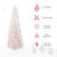 Sapin de Noël artificiel de 6 pi avec lumières réalistes et base en acier, rose et blanc-2052952268