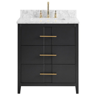 Marilena 30'' Single Bathroom Vanity with Carrara Marble Top