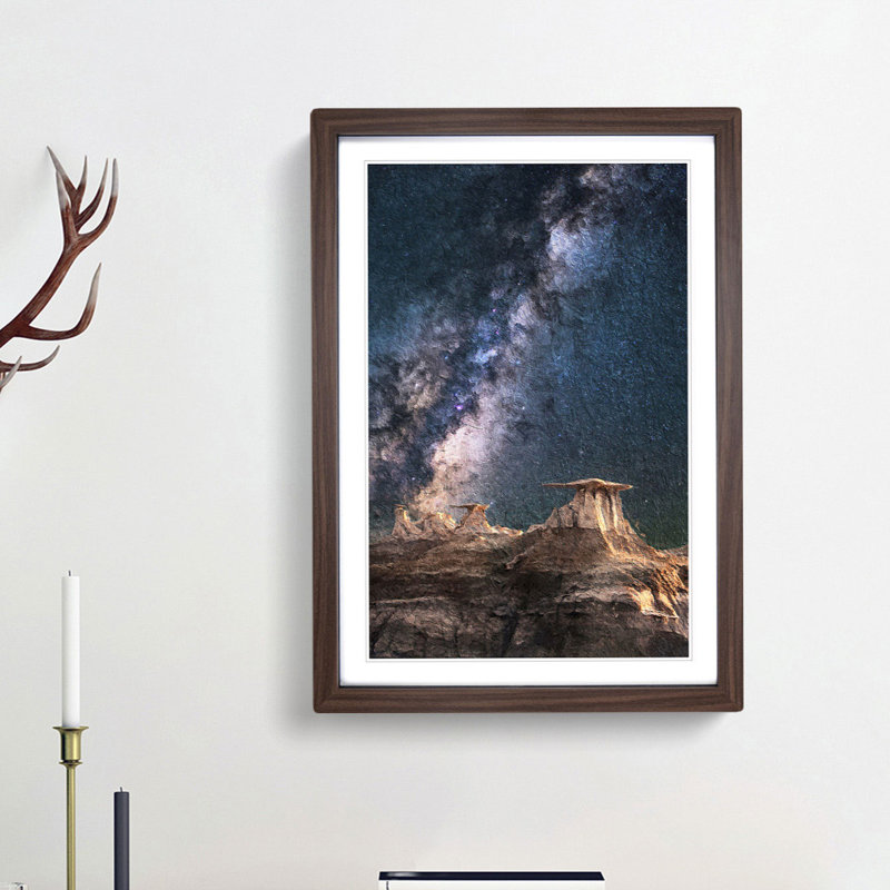 Starlight over Desert Rocks - Framed Print, 65cm H x 48cm W x 2cm D, Walnut Framed