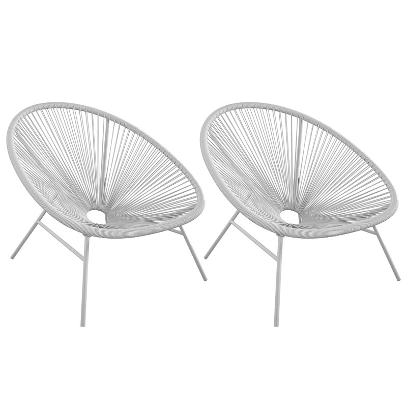 Steel Outdoor Lounge Chair, Light Grey