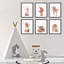 « floral roses forest animal lapin fox hibou », ensemble de 6 pièces imprimé sur papier Creagh