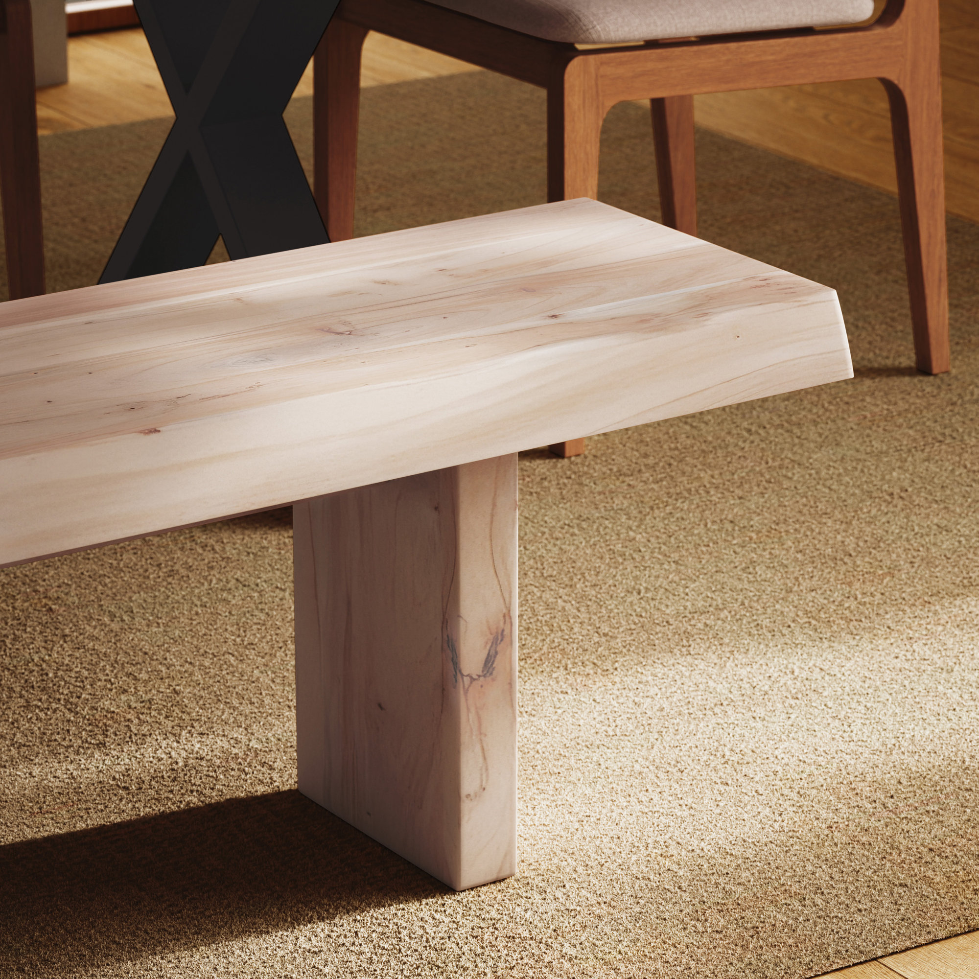 Colin Kentley Bench, White Wash, 18" H x 78" W x 15" D
