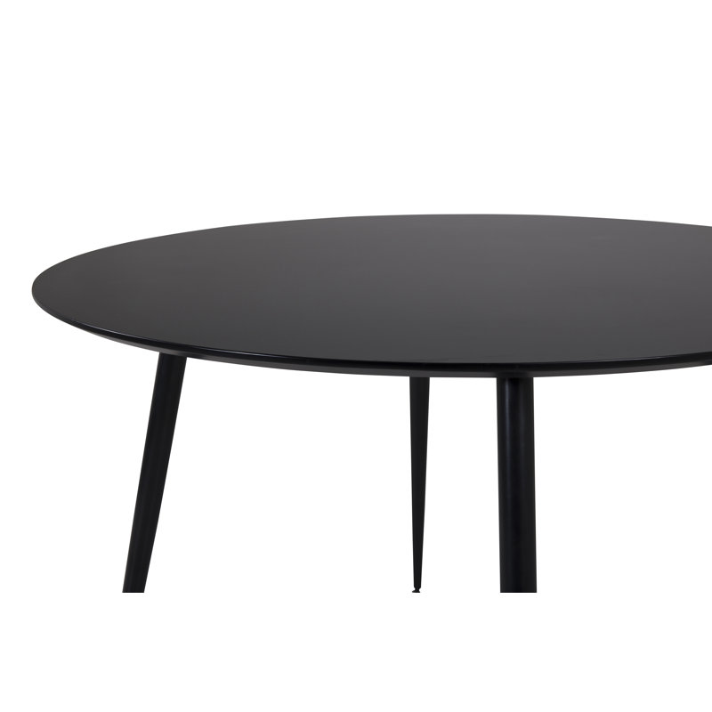 Burr Round Metal Base Dining Table, Black