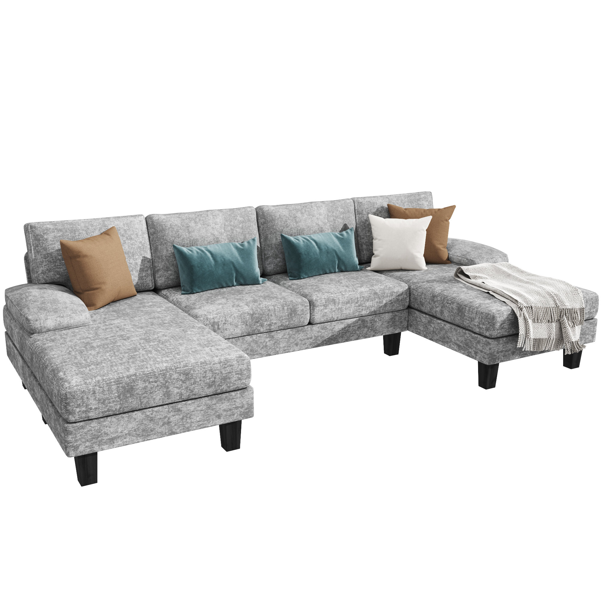 Arbelaez 110.2 Wide Chenille Symmetrical Sofa & Chaise Wade Logan Upholstery Color: Gray Chenille