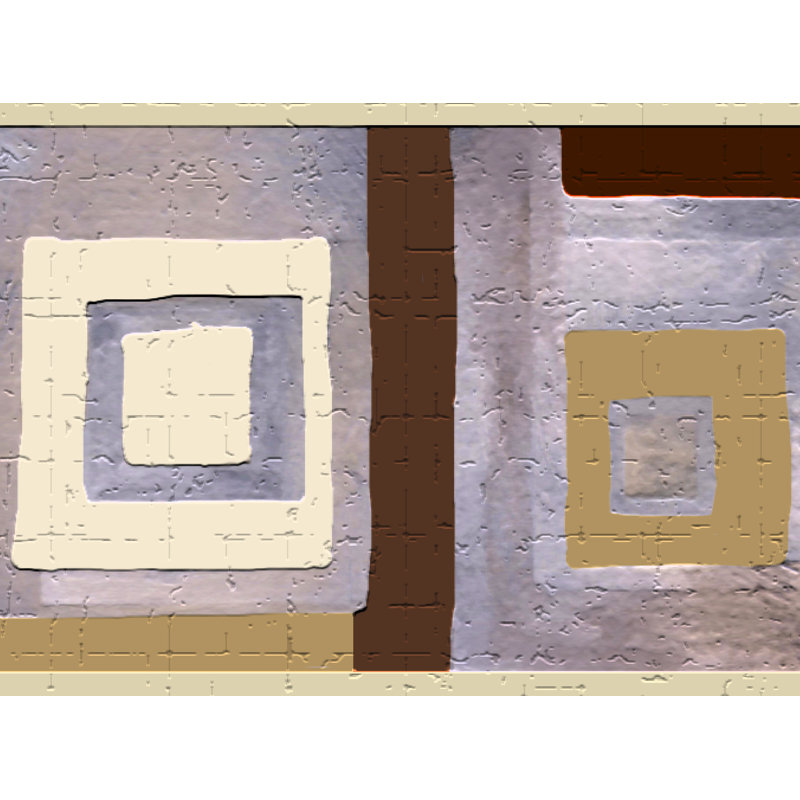 Bordure de papier peint à peler et coller - motif géométrique beige, mauve et carré, bordure rétro, 15 pi X 7 po, auto-adhésif
