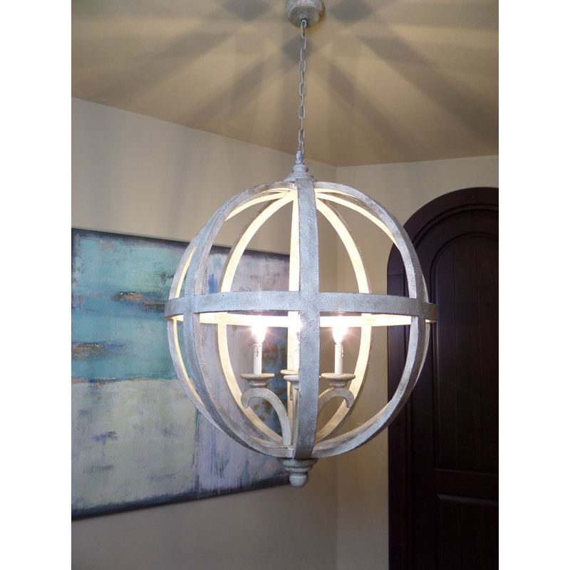 4 - Light Dimmable Globe Chandelier, 42" H x 31" W x 31" D
