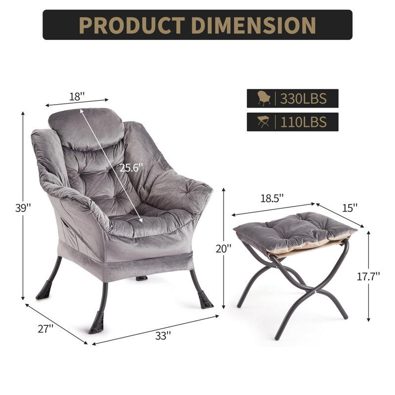 Upholstered Accent Chair, Grey