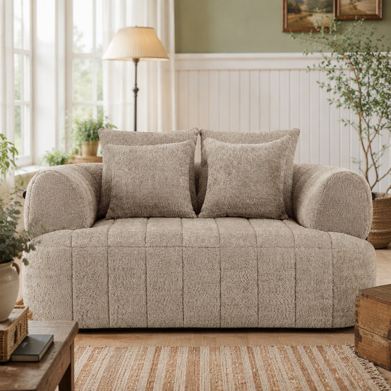 Fauteuil surdimensionné de 64 po avec méridienne et siège désossé 64 po, Boucle kaki