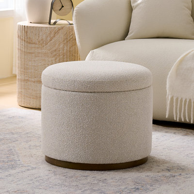 50.5cm Wide Round Solid Colour Footstool Ottoman with Storage