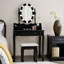 Ensemble coiffeuse en bois massif avec tabouret et miroir-684275823