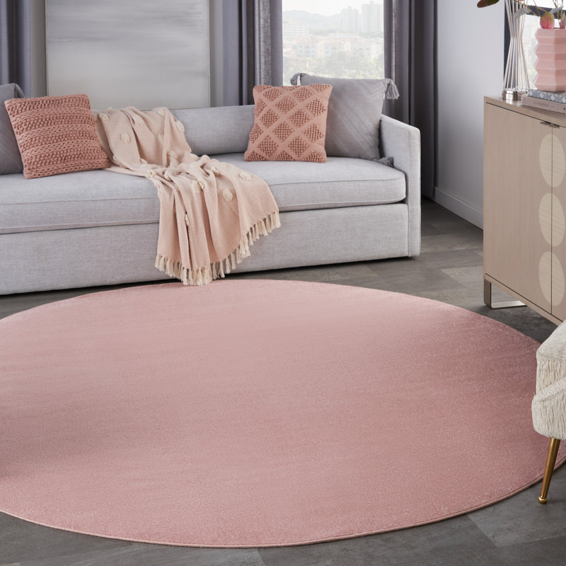 Tapis intérieur / extérieur rose Mullican Sandy, Rond 8 pi