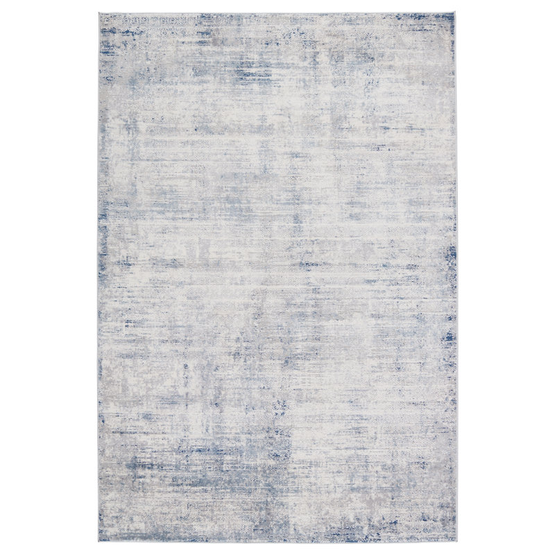 Tapis abstrait gris / bleu marine, Rectangle 9 pi 6 po x 13 pi